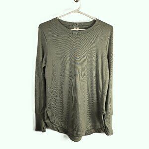 Members Mark Super Soft Womens Top Small Long Sleeve Thumb Holes Sage Green